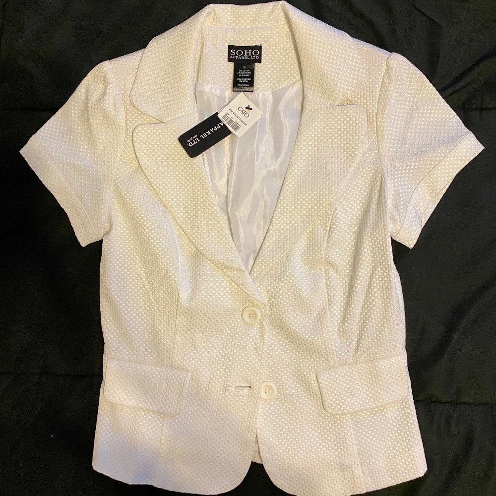 NWT Soho Short-Sleeve White Blazer Size S